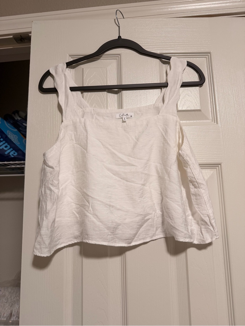Caslon White Linen Blend Square-Neck Tank